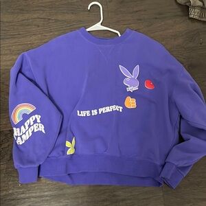 Playboy Purple Sweatshirt with Colorful Graphics